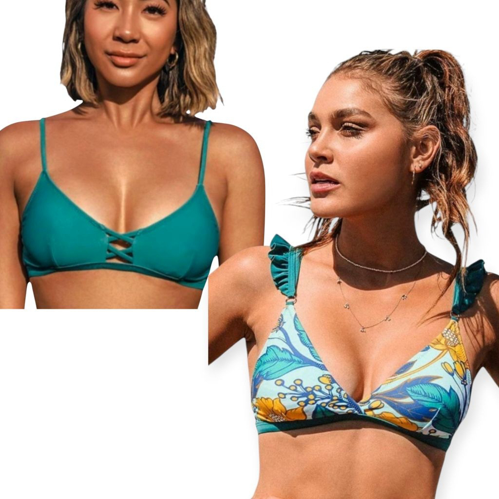 Cupshe Teal Triangle Bikini Top Set Small NWT